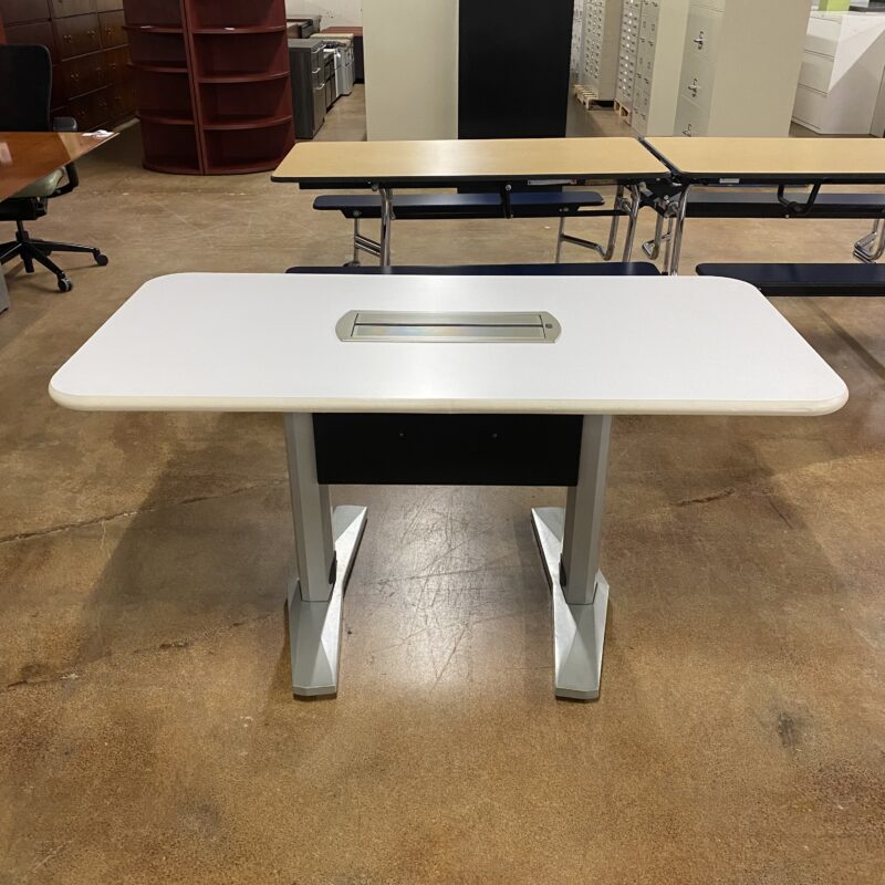 Used White Steelcase Table with Power 5FT W