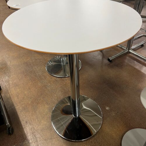 Tall Round White Laminate Pub Table