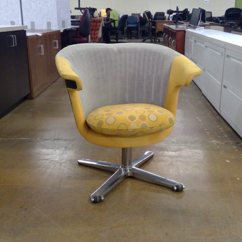Steelcase Yellow and Grey Big Lounge Chair w/ Wheels