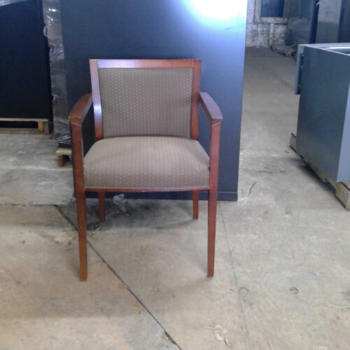 Gray Wood Upholstered Guest Chair w/ Arms