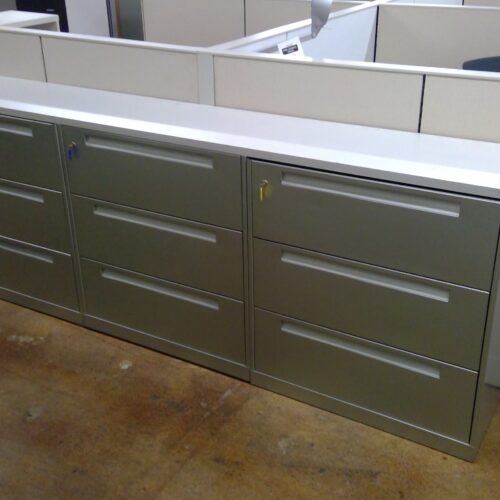 Gray Steelcase 3 Drawer Filing Cabinet