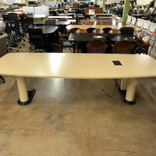 Maple Boat Shape Conference Table with Power