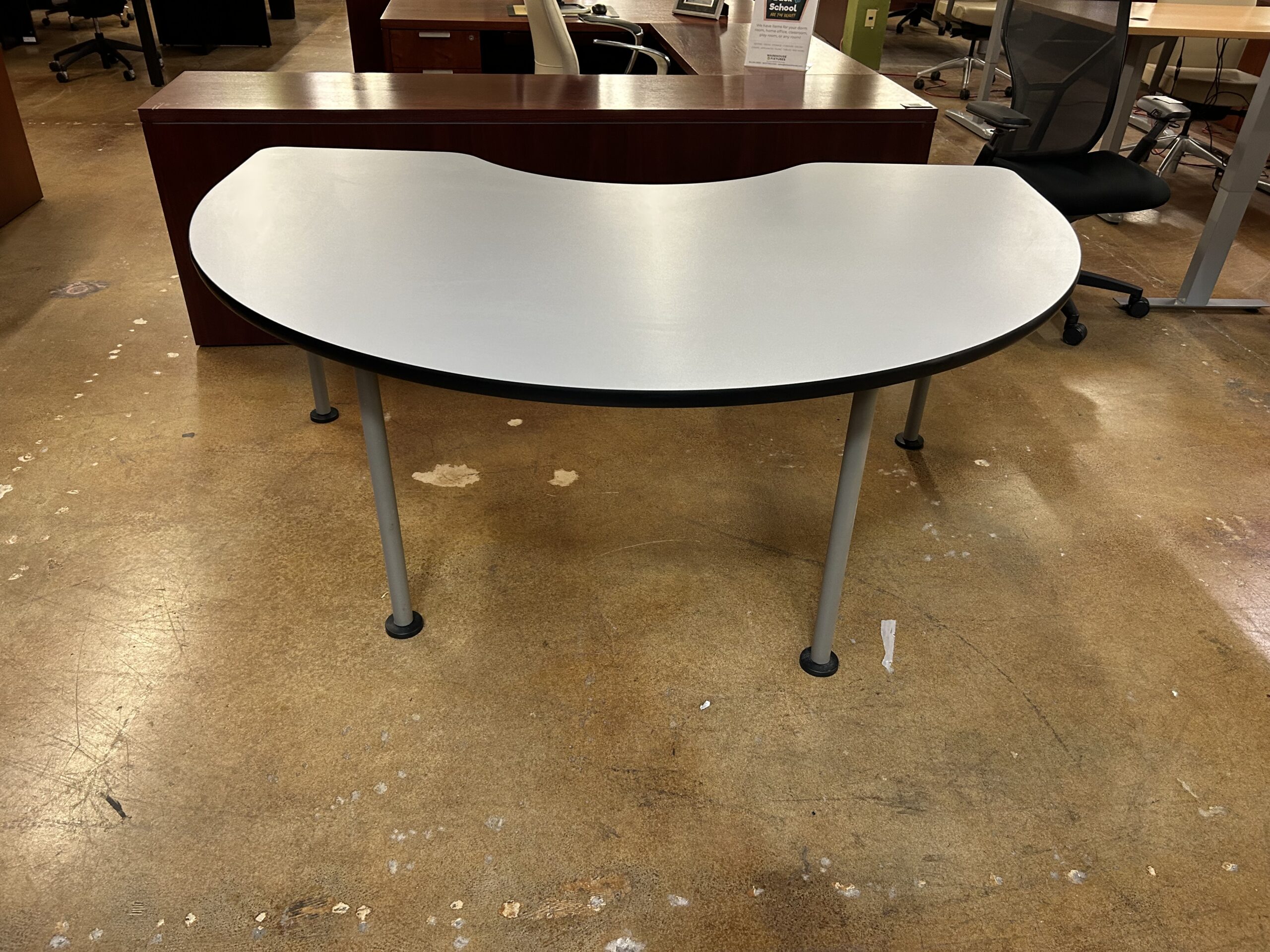 Grey Reversible Kidney Office Desk/Table 72"W