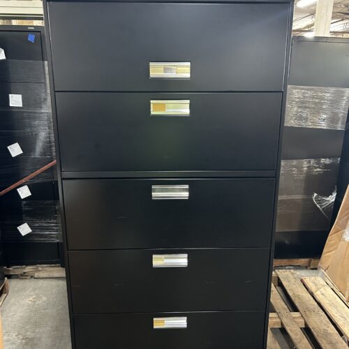 Used Black HON 5-Drawer Lateral File Cabinet 36"W