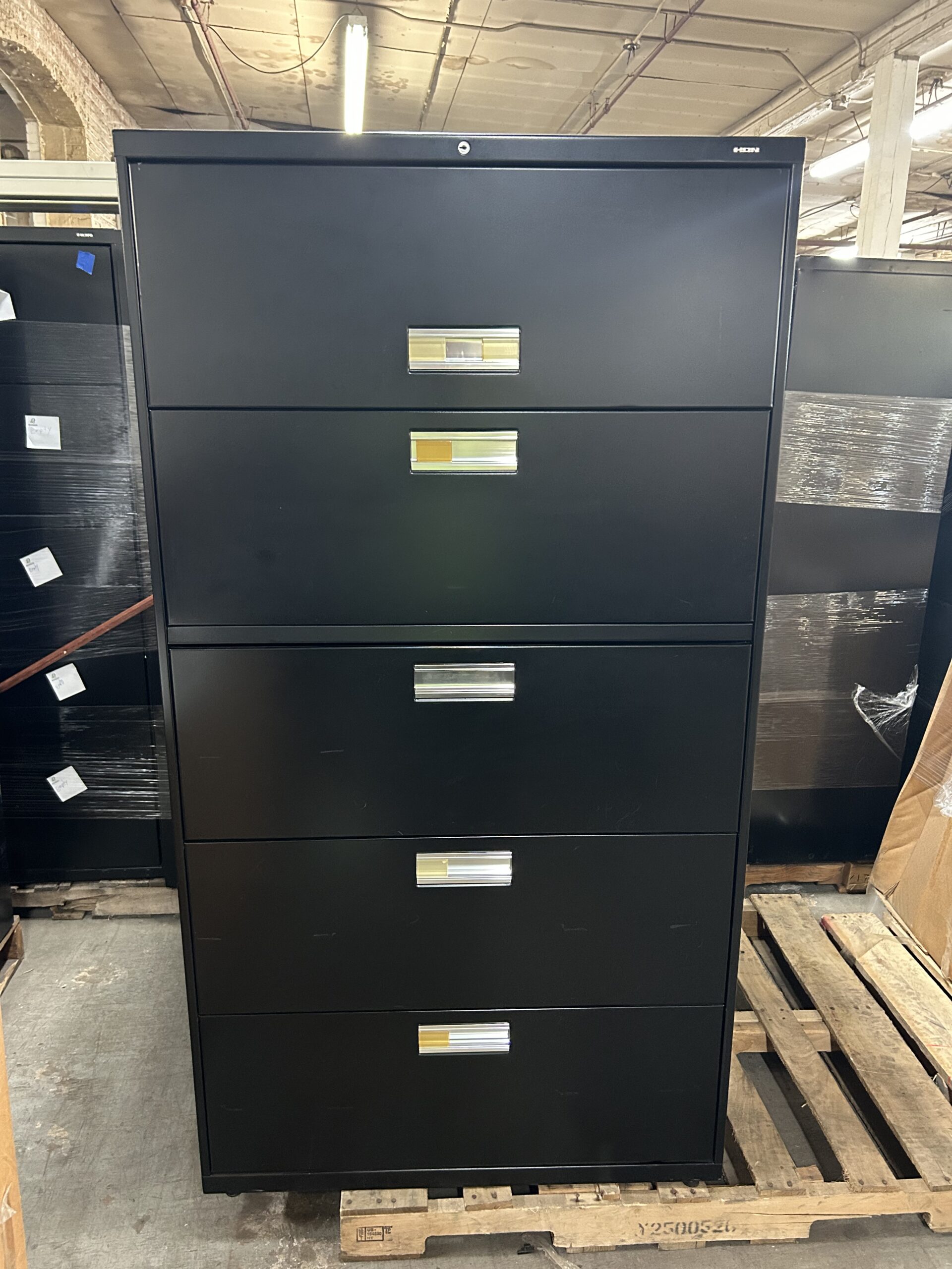 Used Black HON 5-Drawer Lateral File Cabinet 36"W