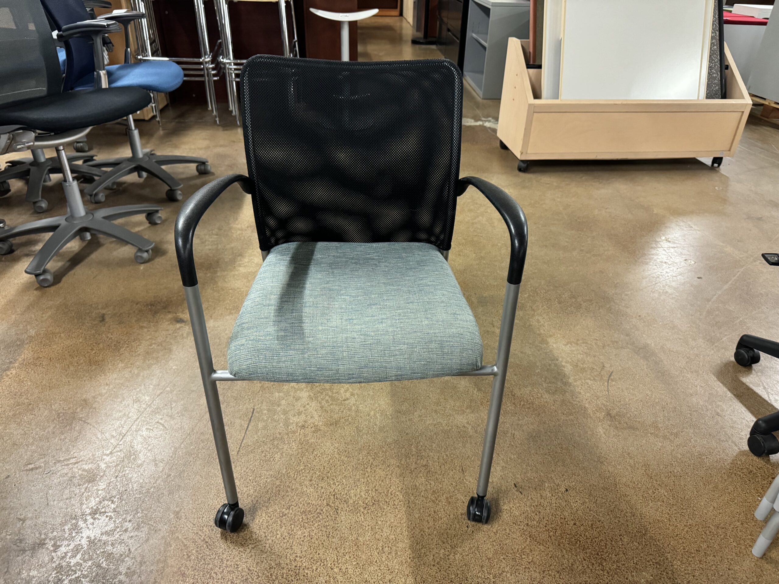 Used SitOnIt Social Side Chair Light Blue with Fixed Arms