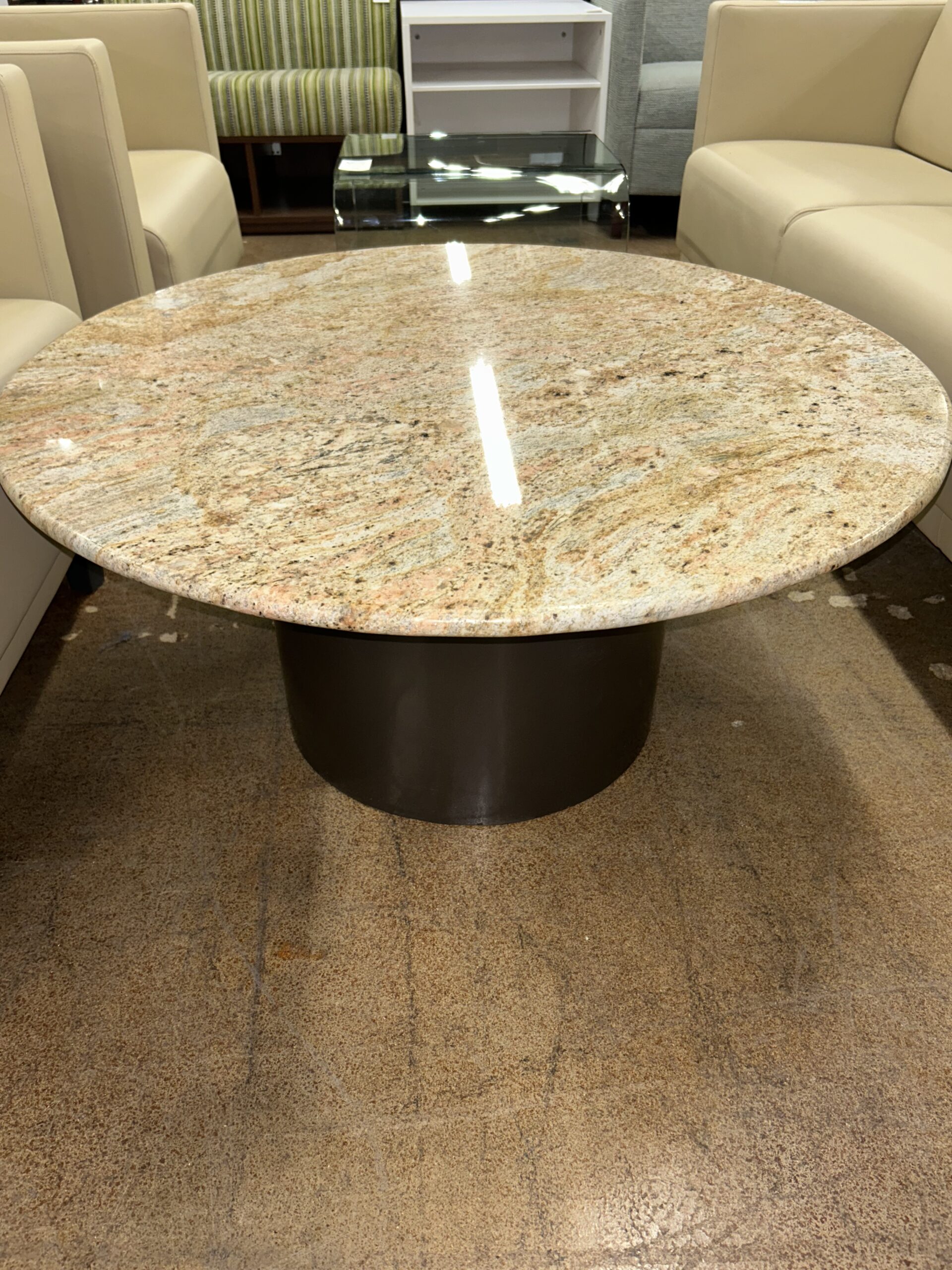 Used Granite Table with Metal Base 36"W