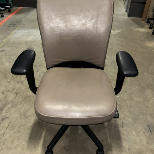 Used Haworth Look Office Leather Task Chair w/ Arms -- Beige
