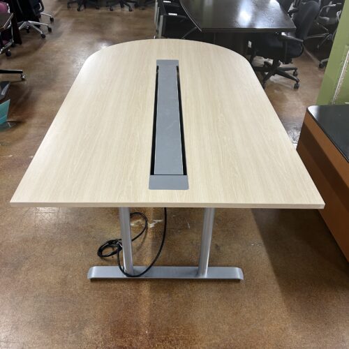 Maple Half-Boat Conference Table with Power Station 84"W