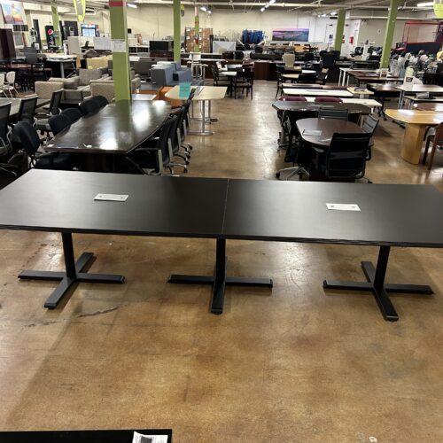 Used Black Two Piece Conference Table 12' x 4'