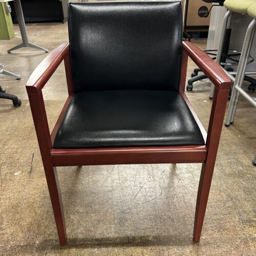Steelcase Collaboration Open Arm Leather Guest Chair -- Black & Cherry