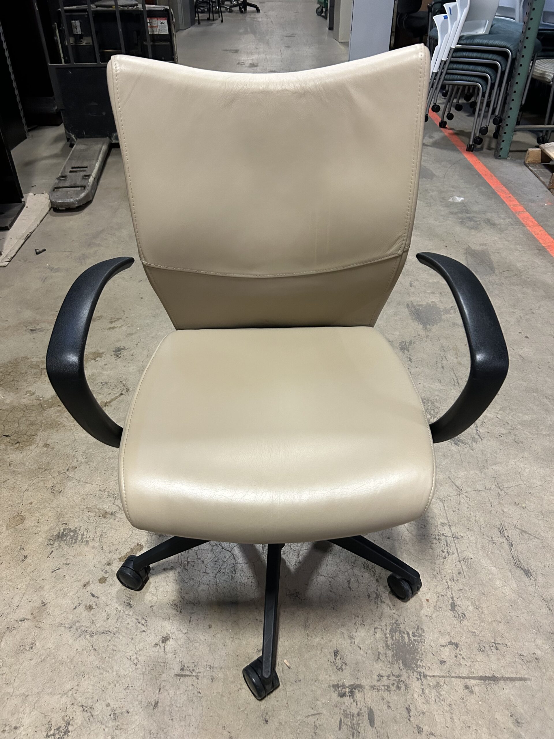 9 to 5 Seating Bristol Leather Mid-Back Office Task Chair with Arms