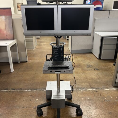 Used Tele Platform Video Conference System with Camera and Dual Monitor on Casters