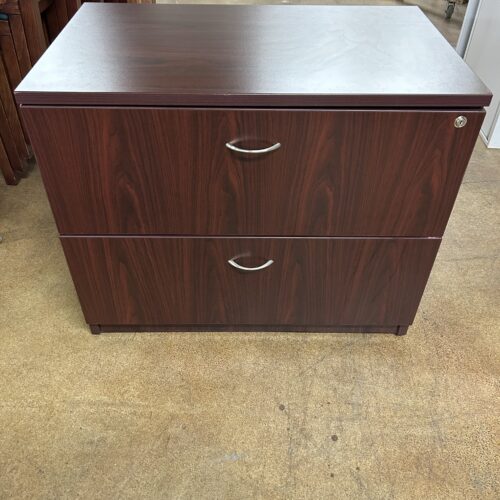 Used Mahogany 2-Drawer Office Filing Cabinet with Lock 36"W