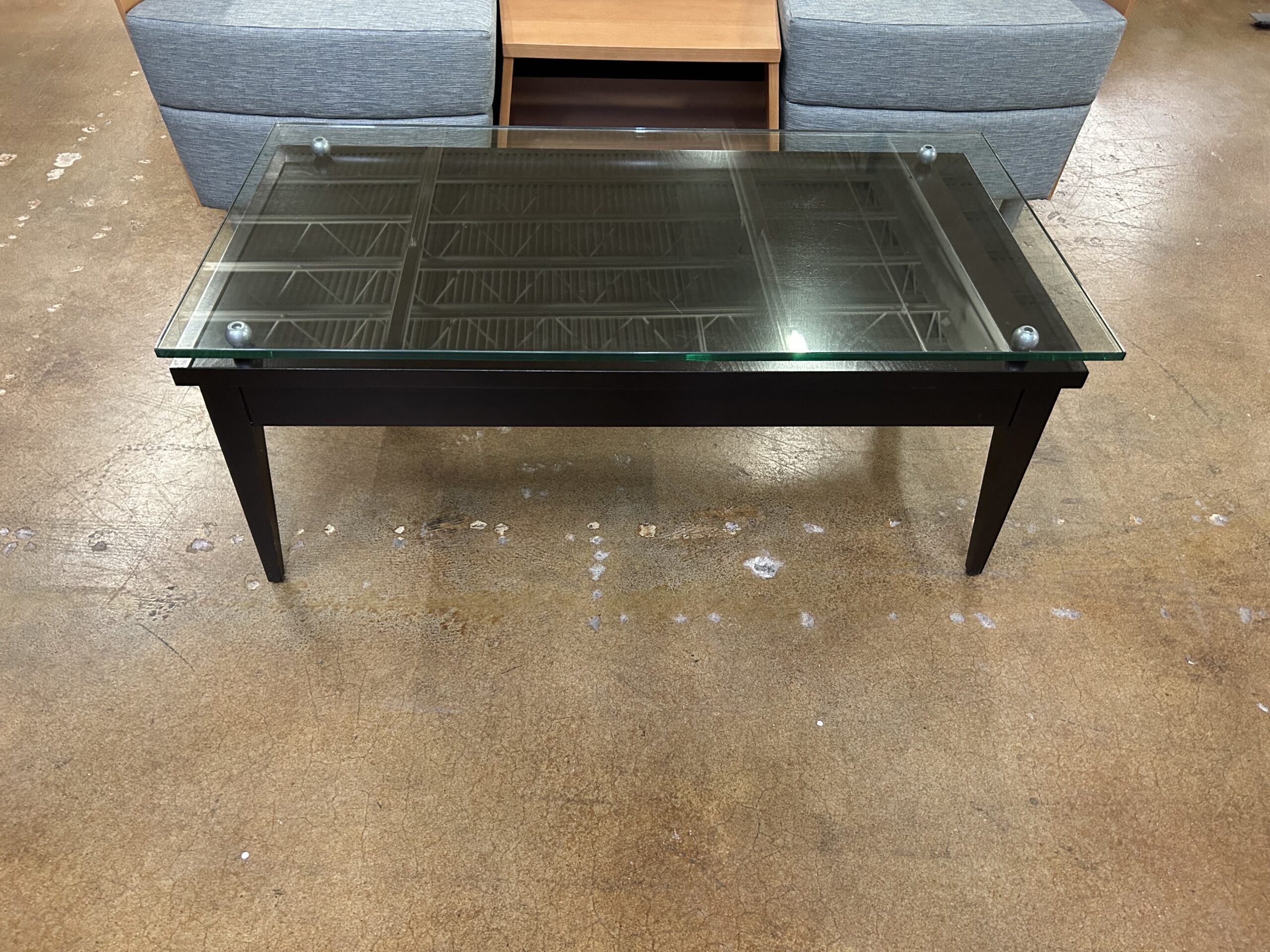 Used Glass Top Coffee Table 42"W