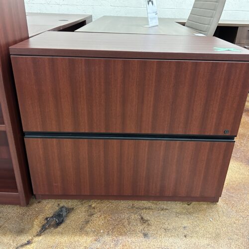 Used Groupe Lacasse Cherry 2-Drawer Filing Credenza with Lock and Key 36"W 