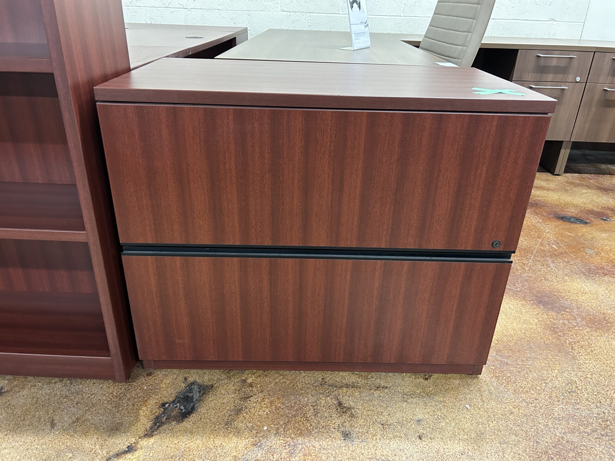 Used Groupe Lacasse Cherry 2-Drawer Filing Credenza with Lock and Key 36"W 