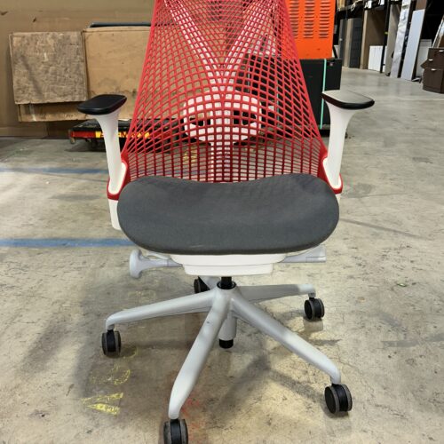 Used Herman Miller White and Red Sayl Office Task Chair 