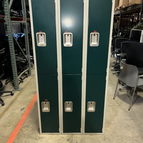 Used Green Steel Lockers Unit of 6 for Office/Warehouse 36"W