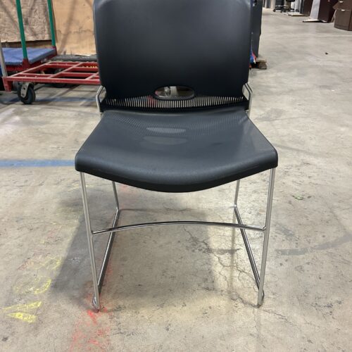 Used Black Plastic and Metal Armless Side Chairs -- HON Olson Stacker 