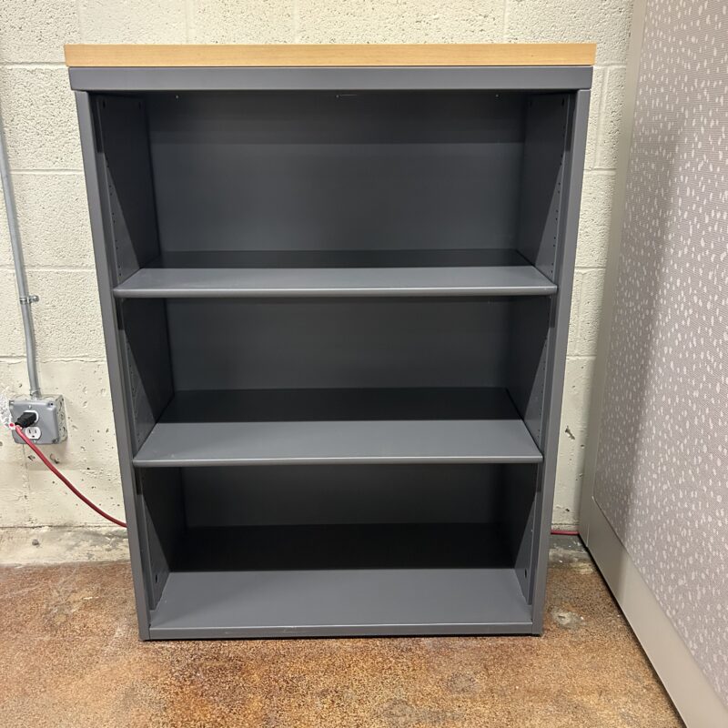 Used Gray and Blonde Maple Top Bookcase 3-Shelf 30"W