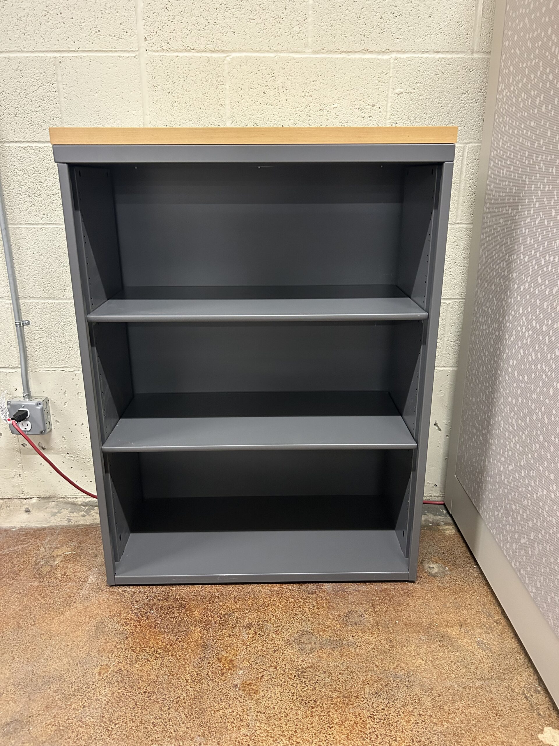 Used Gray and Blonde Maple Top Bookcase 3-Shelf 30"W