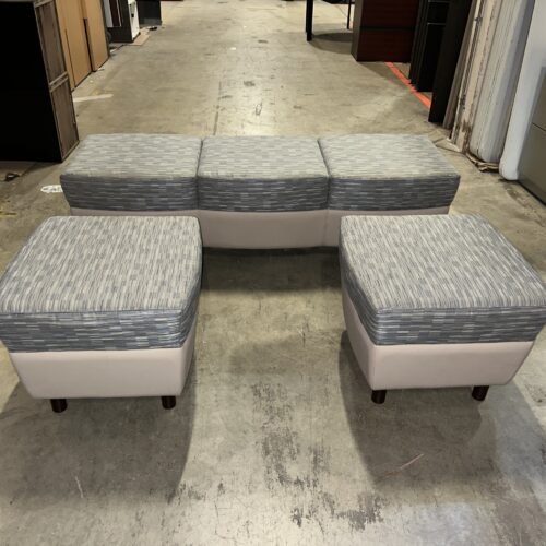 Used Arcadia 65"W 3-Seat Office Lounge Ottoman with Individual Pieces 