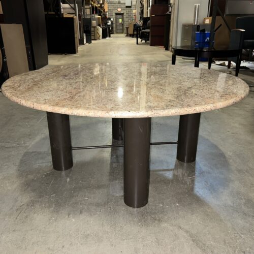 Used Tan Granite Coffee Table with Metal Base 41.5"W