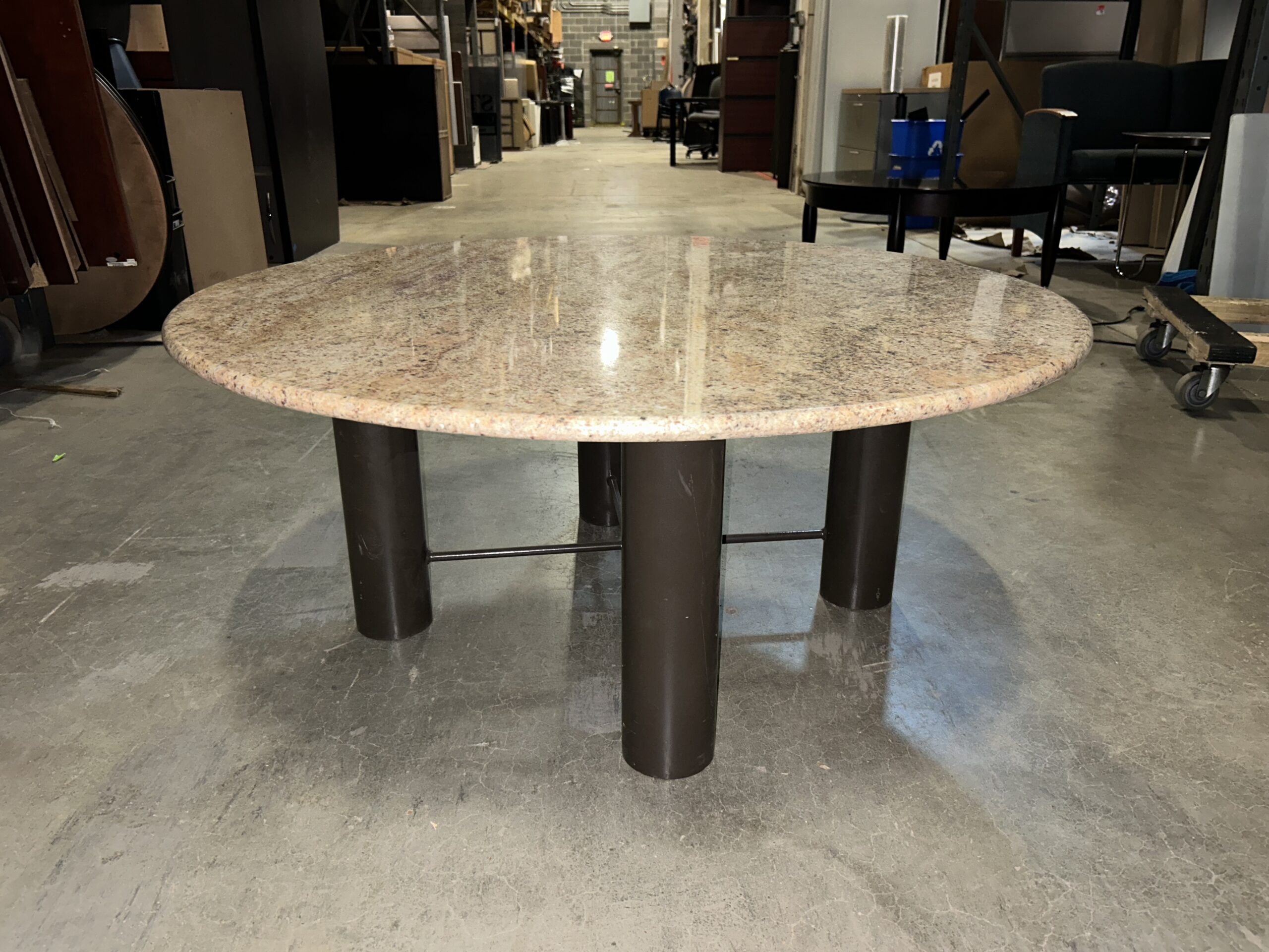 Used Tan Granite Coffee Table with Metal Base 41.5"W