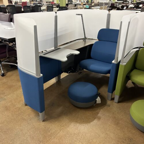 Used Blue Steelcase Brody Privacy Workspace with Extension