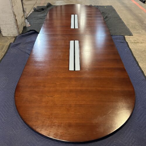 Used Cherry Veneer Racetrack Office Conference Tables 12' x 4'