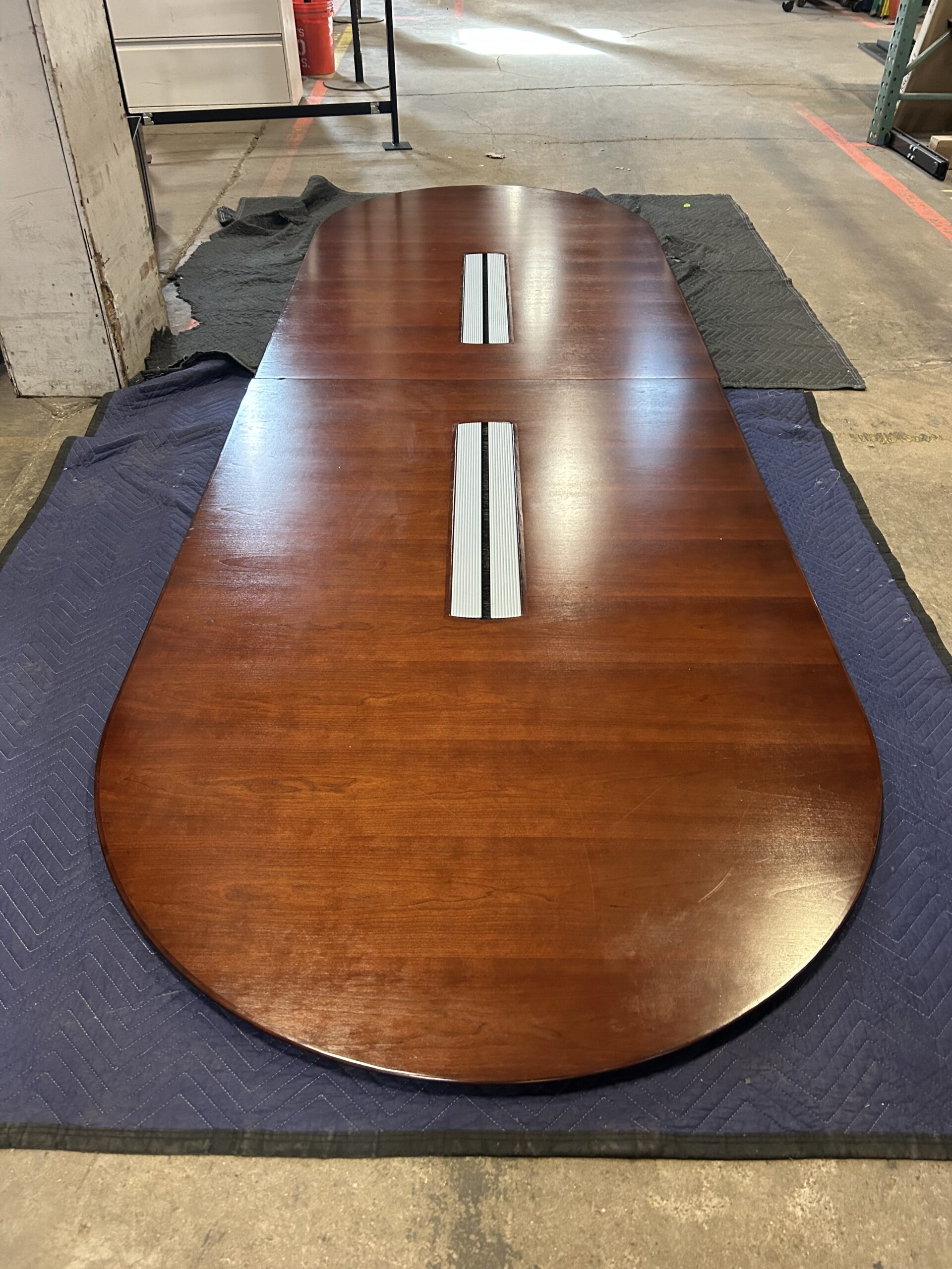 Used Cherry Veneer Racetrack Office Conference Tables 12' x 4'