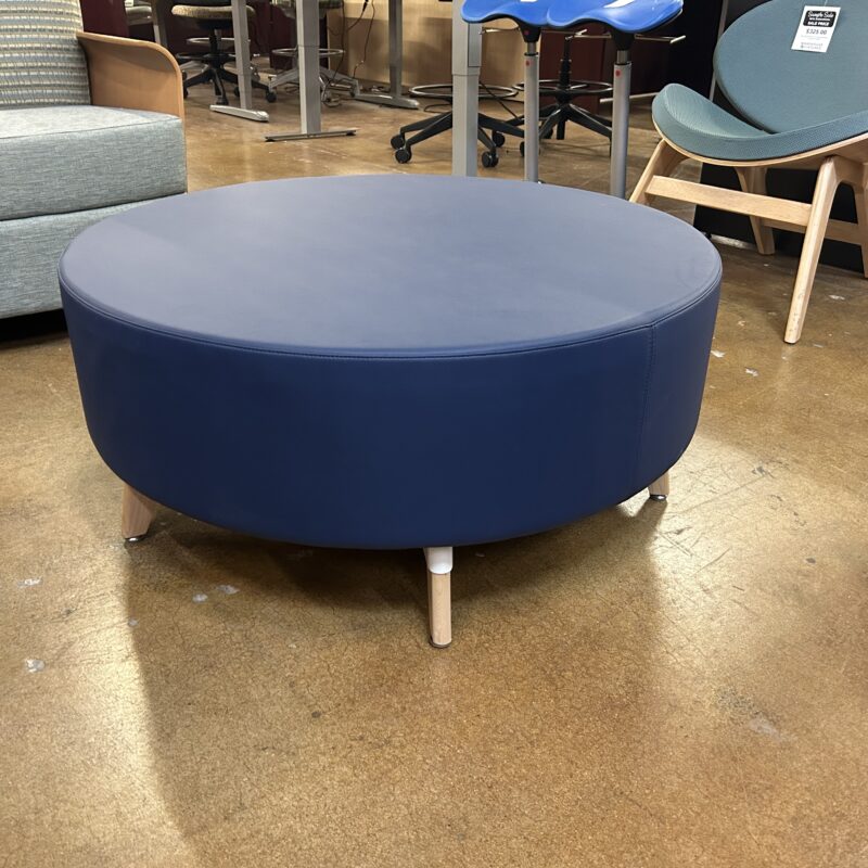 NEW Safco Leather Blue Round Ottoman 