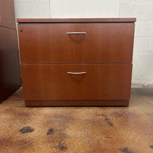 Used Cherry 2-Drawer Filing Office Credenza 3FT W