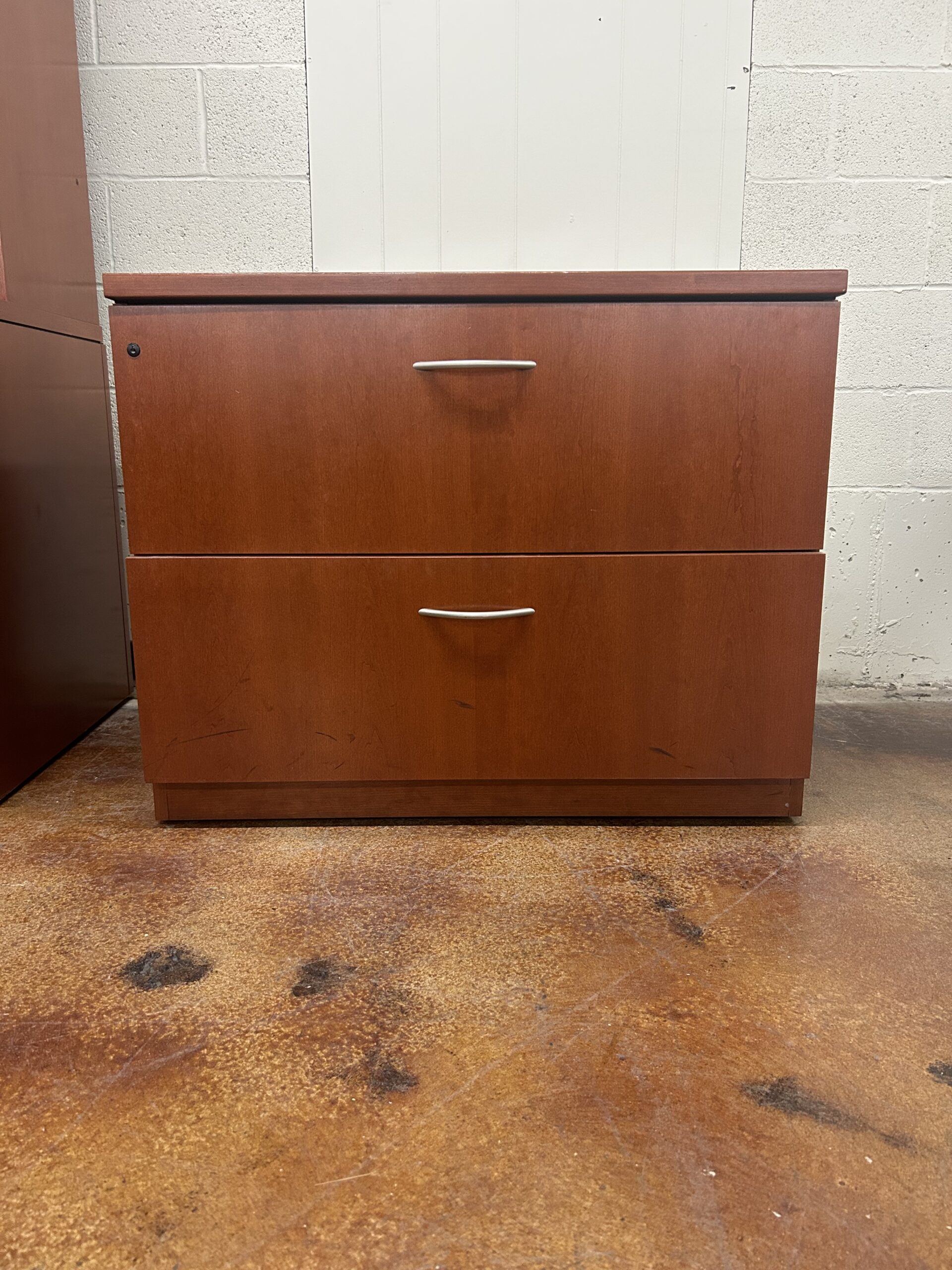 Used Cherry 2-Drawer Filing Office Credenza 3FT W