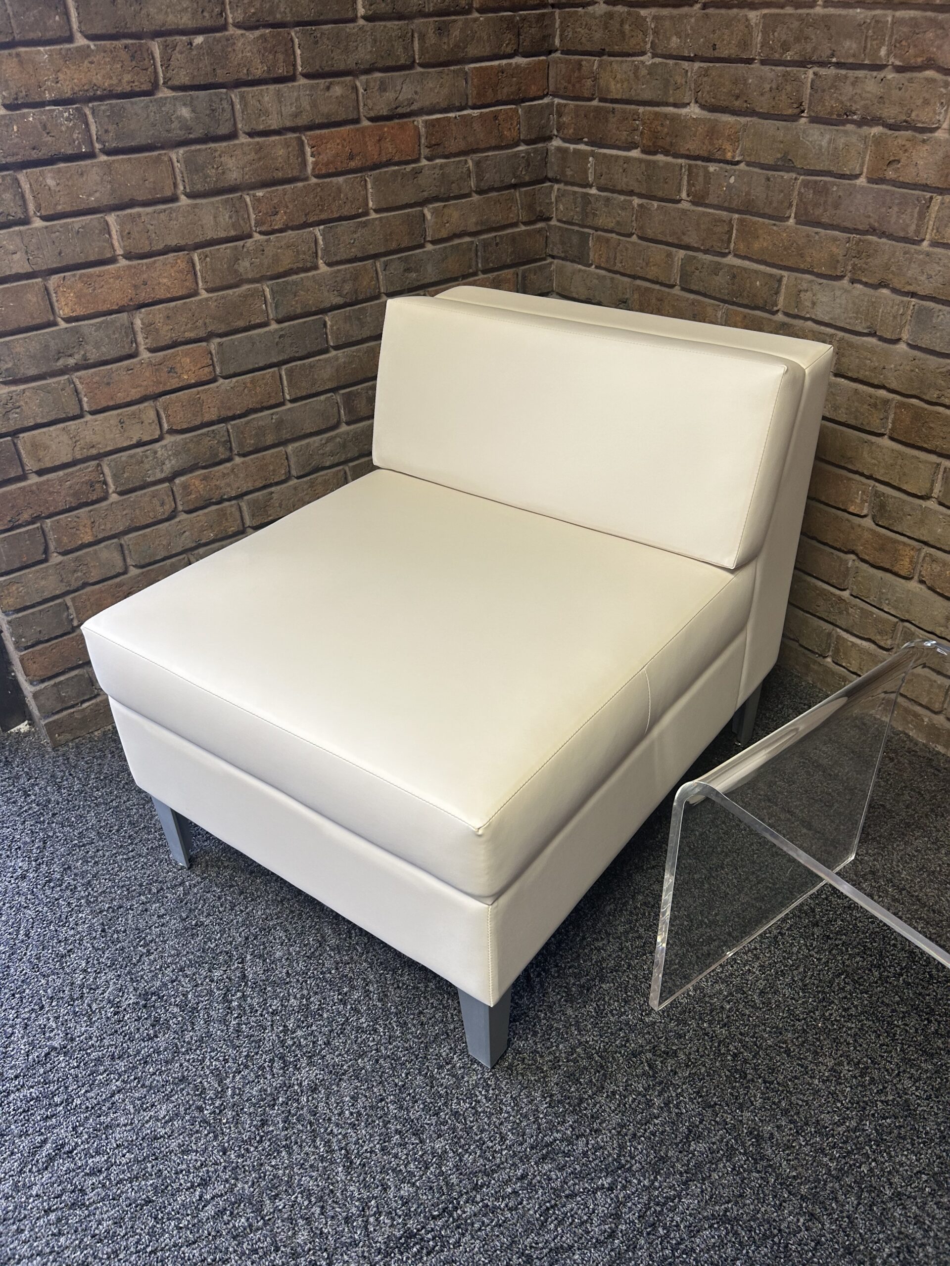 Used HON Leather White Lounge Chair