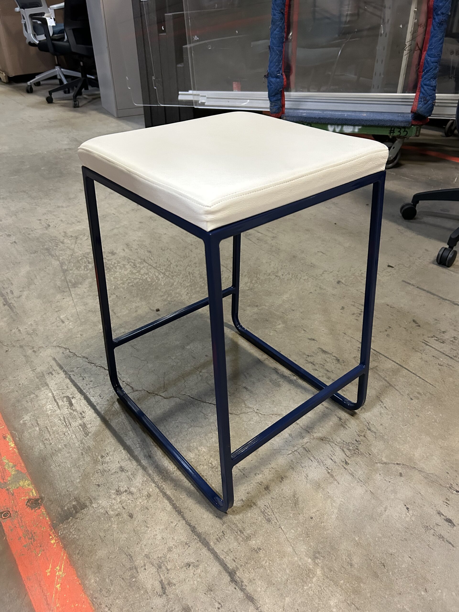 Used Room & Board Shenandoah White Leather Stools 