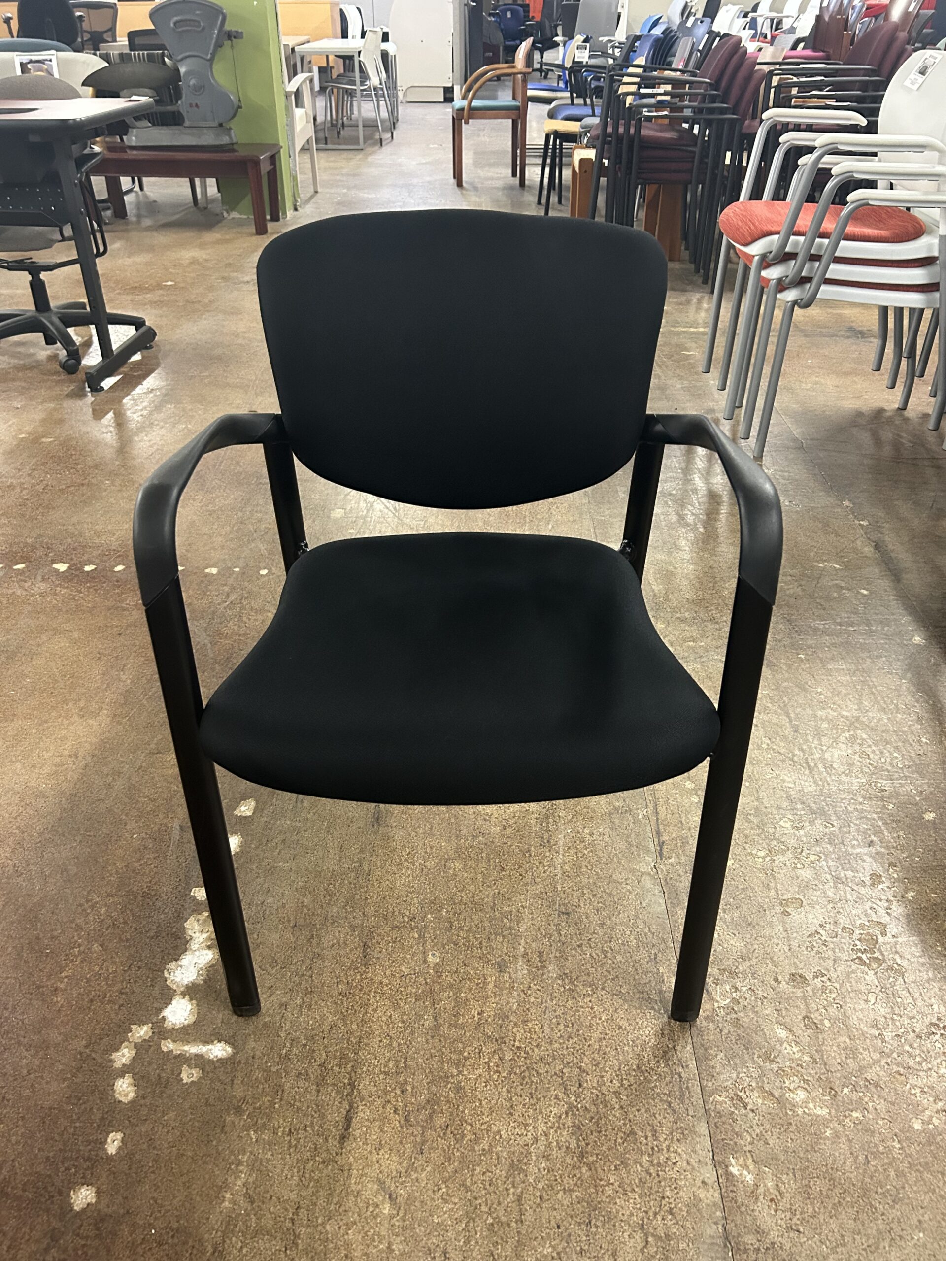 Used Black Haworth Improv Side Chair with Arms Stackable