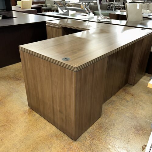 Used Modern Walnut L-Shape Office Desk 6' x 6'