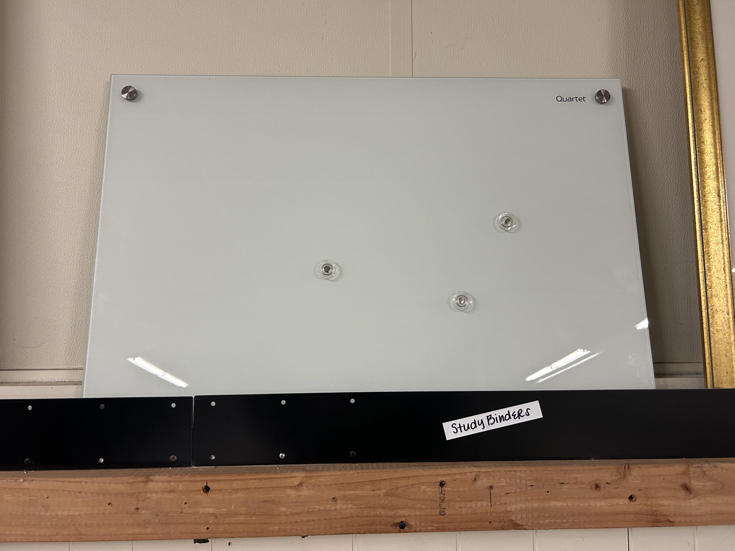 Used Quartet Wall Mounting Glass Whiteboards Black and White 3' x 2'