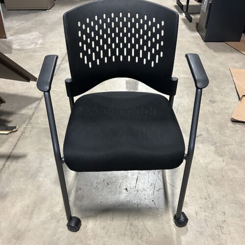 Used Office Star Black Guest/Side Chair with Arms and Wheels 
