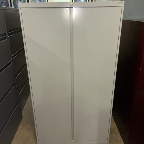 Used Allsteel Gray 2-Door Storage Cabinet with Shelves 36"W