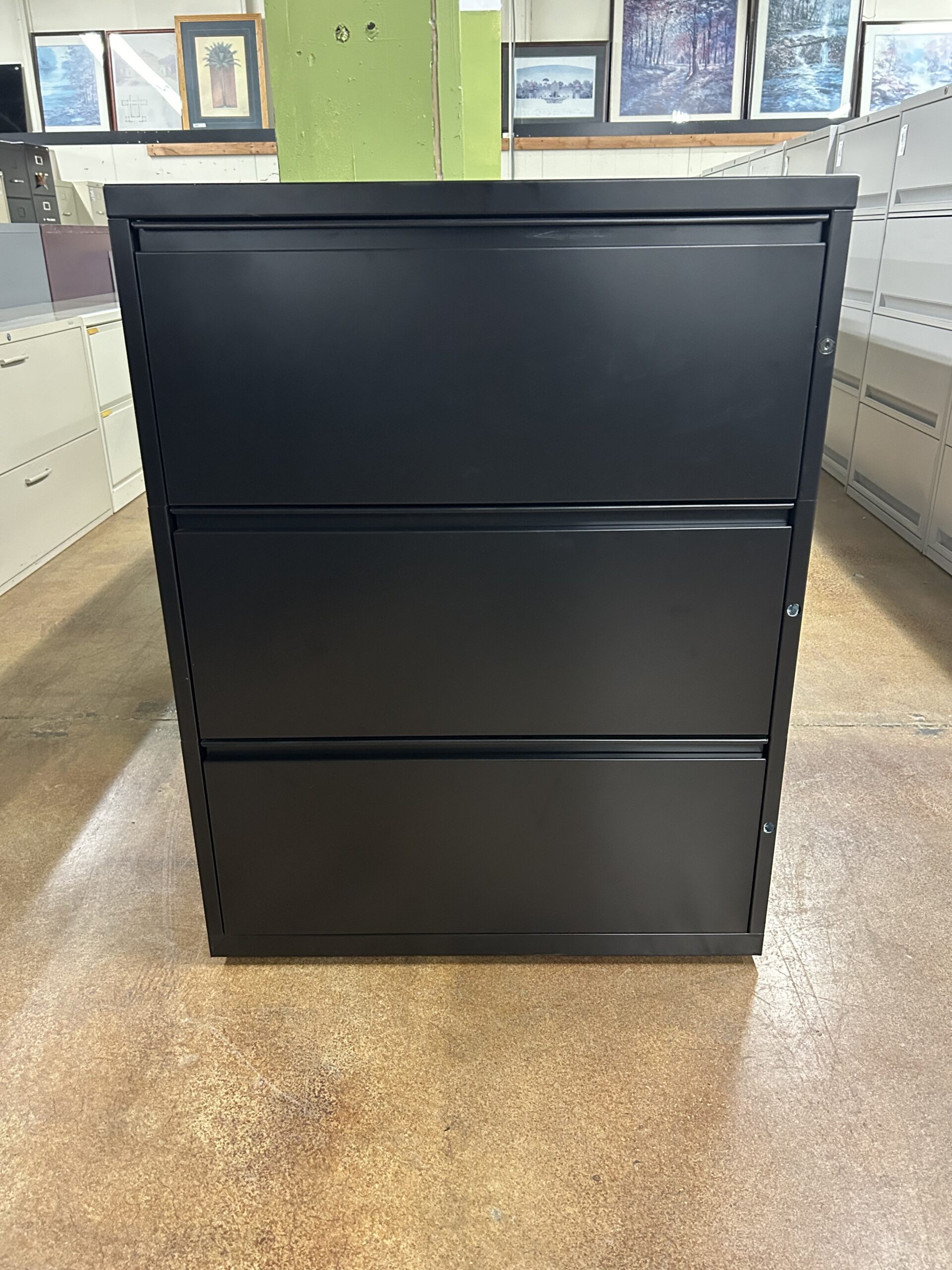 Used 3-Drawer Black Herman Miller Meridian Office Filing Cabinet 30"W