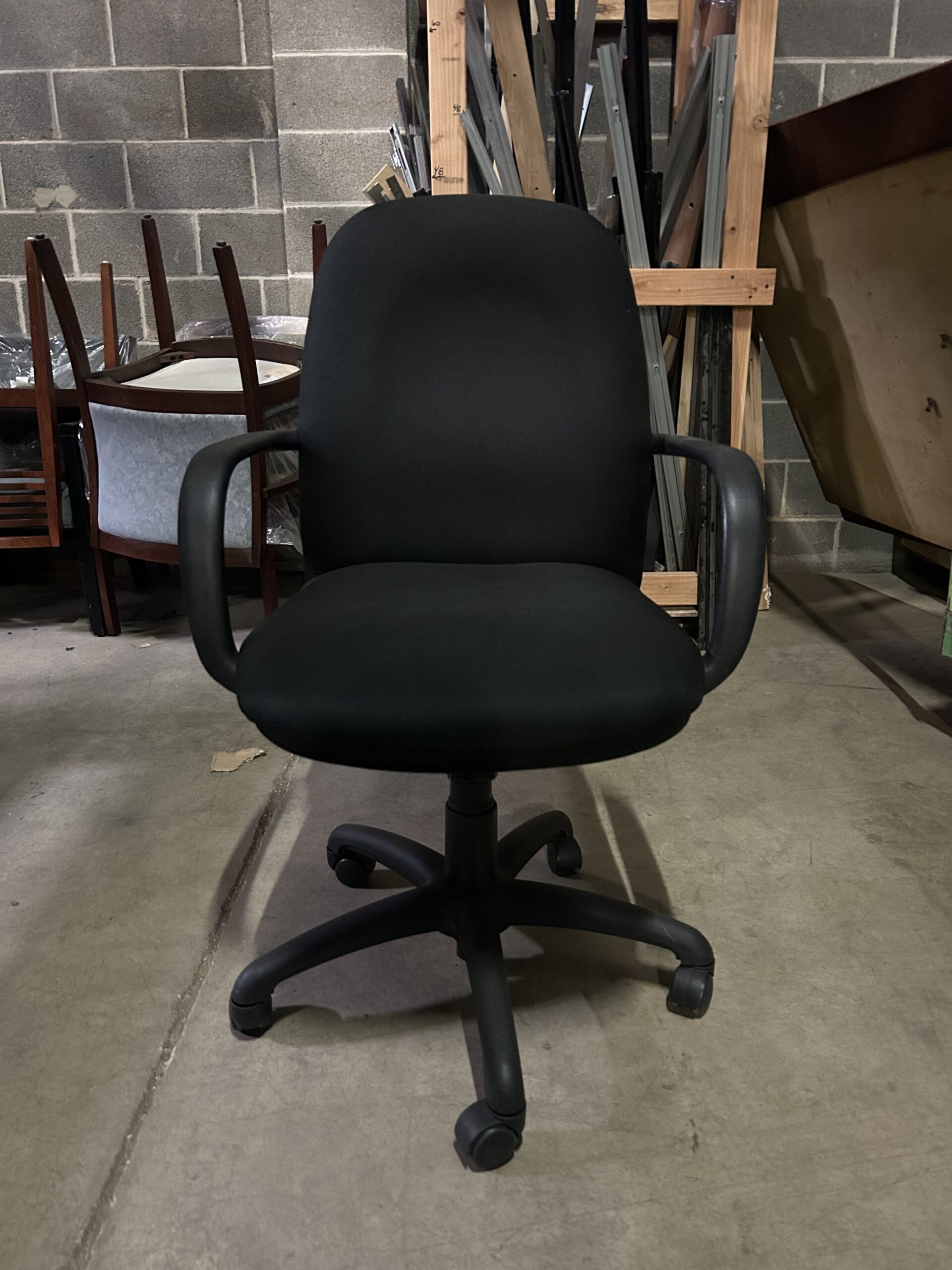 Used SitOnIt Mid-Back Black Task Office Chair Fixed Arms