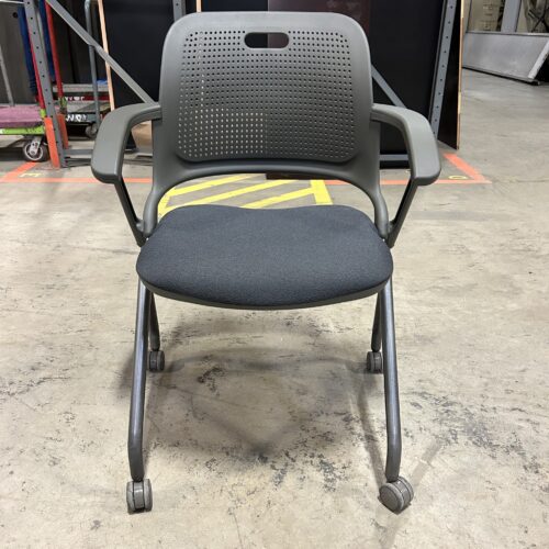 Used Allsteel Nesting Gray Guest Chairs with Fixed Arms and Casters
