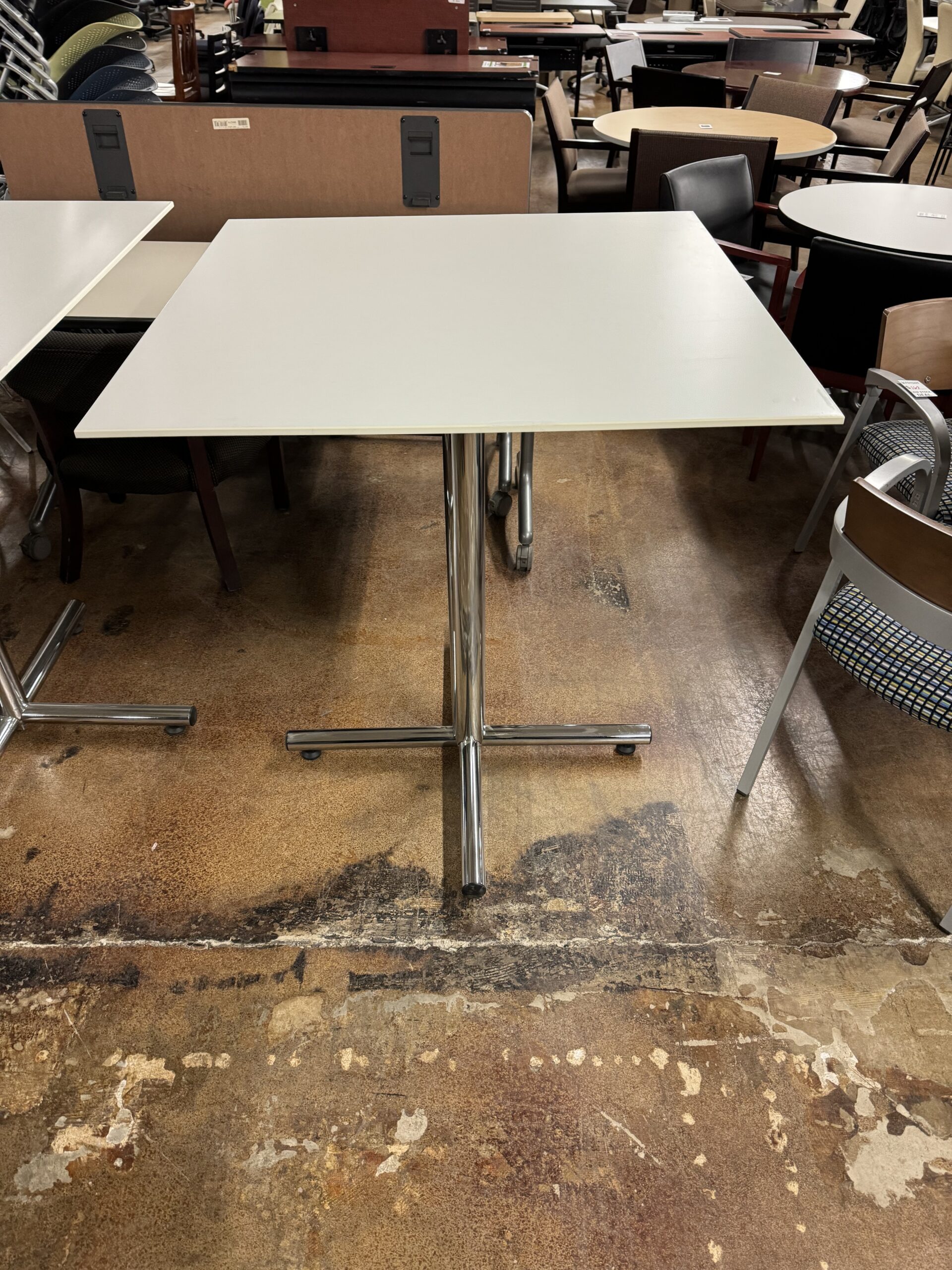 Used Square White Bar Height Tables 3FT W