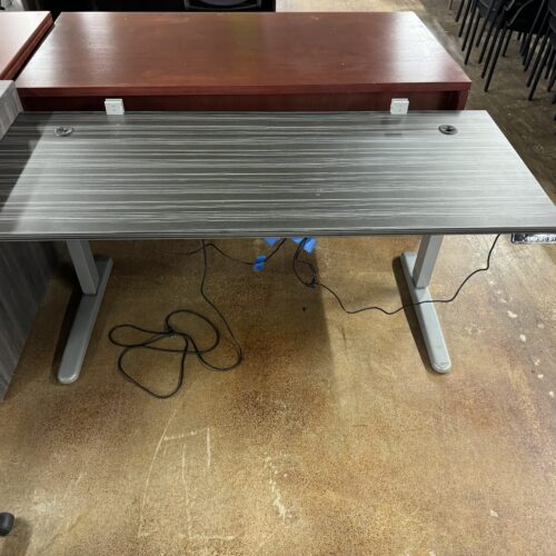 Used Black and Gray Electric Sit Stand Desk 6FT W
