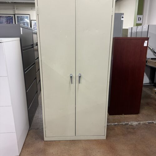 Used Sandusky Putty Double Door Metal Storage Cabinet 36"W