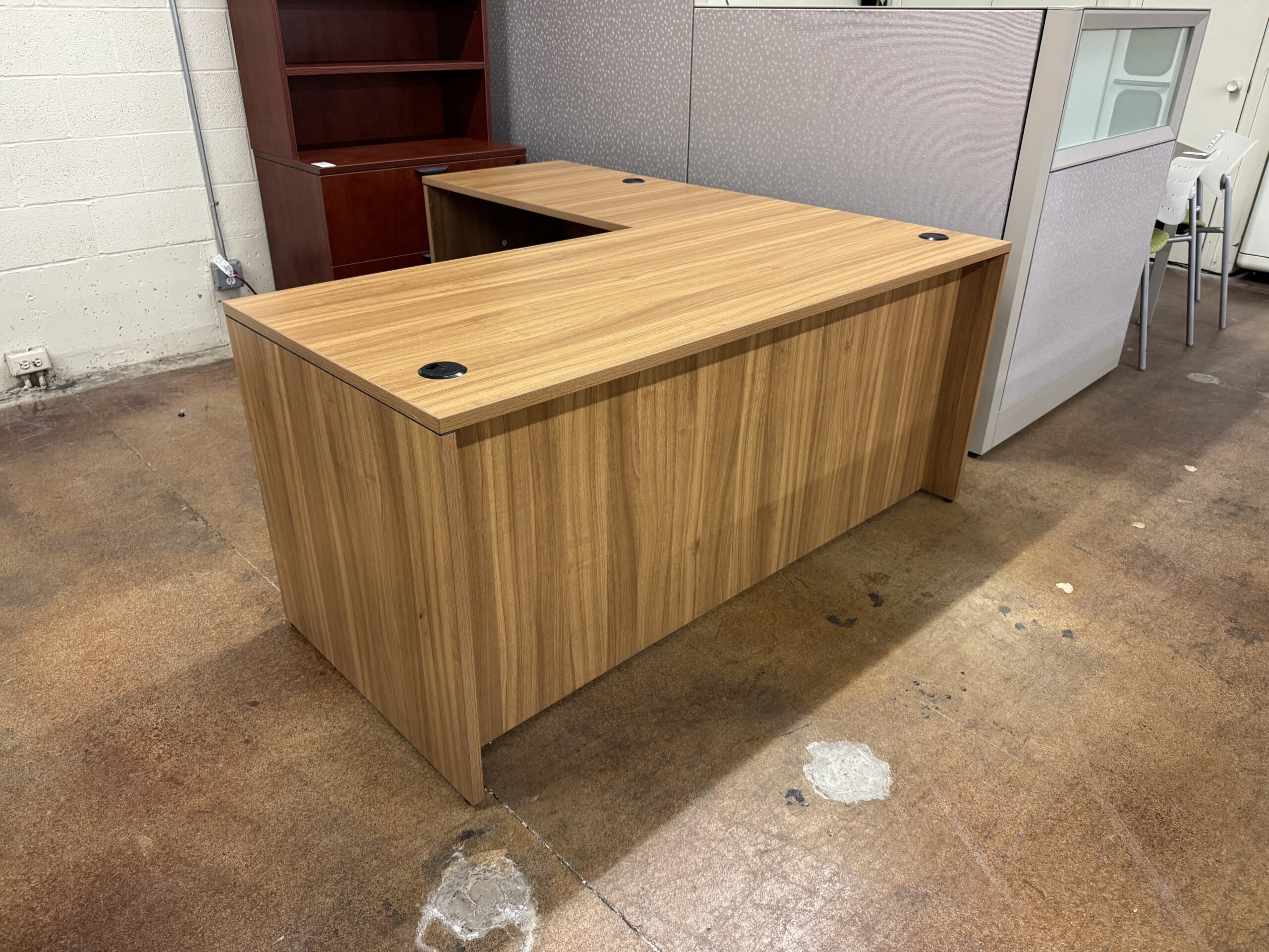 Used Offices to Go Walnut L- Shaped Office Desk 6' x 5.5'