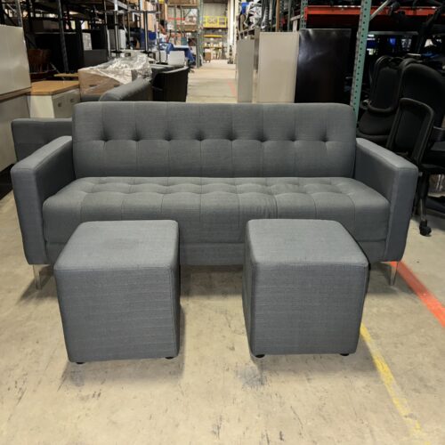 Used Waiting Room/Living Room Couch with Ottomans 6FT W